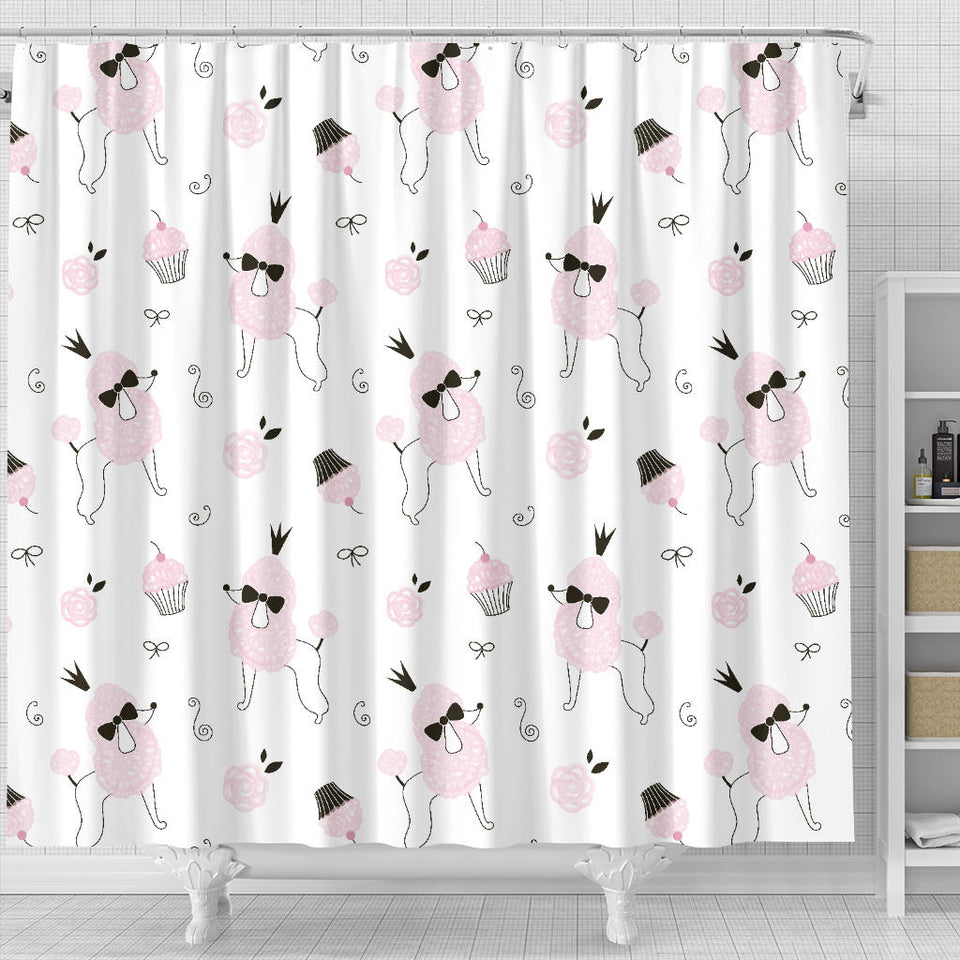 Poodle Dog Rose Cake Pattern Shower Curtain Fulfilled In US