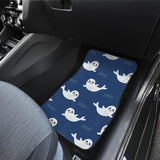 Cute White Baby Sea Lion Seal Pattern Front And Back Car Mats