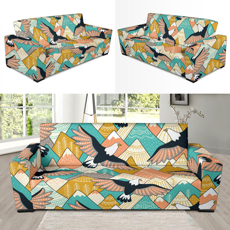 Eagle Pattern Print Design 02 Sofa Slipcover