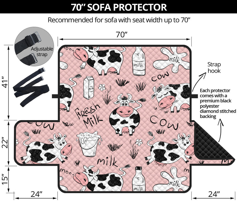 Cows milk product pink background Sofa Cover Protector