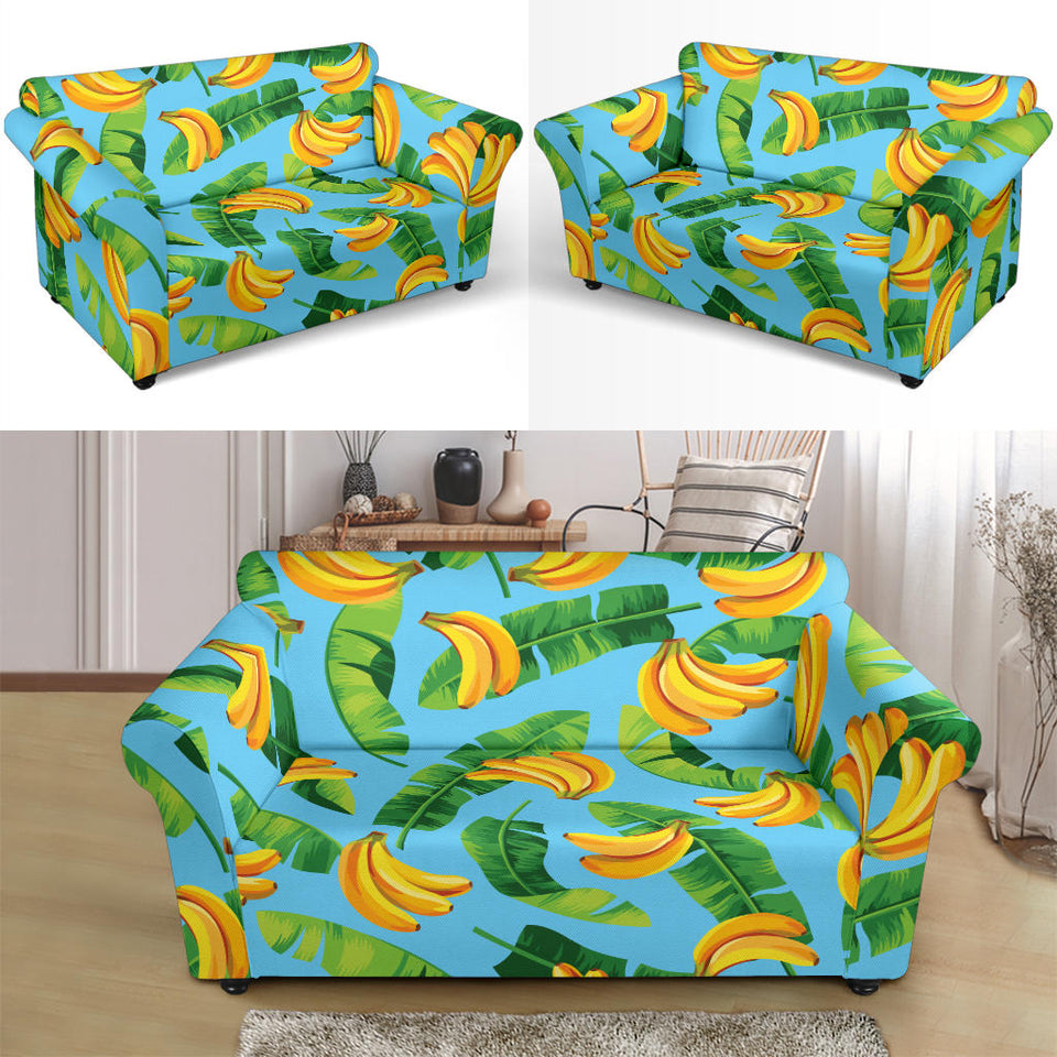 Banana Leaves Banana Design Pattern Loveseat Couch Slipcover