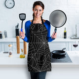 Spider Web Pattern Black Background White Cobweb Adjustable Apron