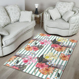 Colorful Orchid Flower Pattern Area Rug