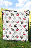 French Bulldog Cup Paw Pattern Premium Quilt
