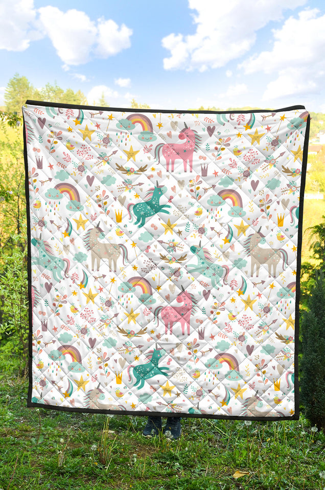 Colorful Unicorn Pattern Premium Quilt
