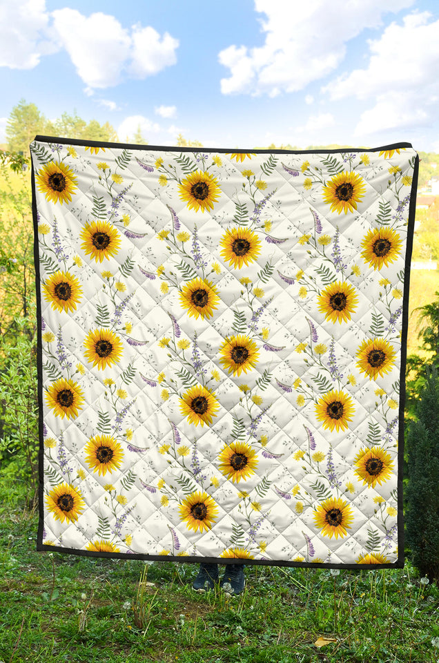 Beautiful Sunflowers Pattern Premium Quilt