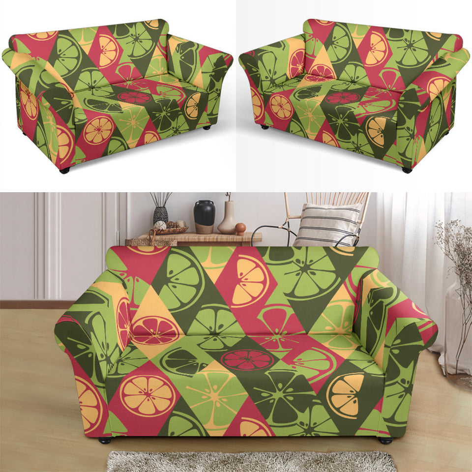 Cool Geometric Lime Pattern Loveseat Couch Slipcover