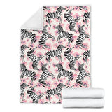 Zebra Pink Flower Background Premium Blanket