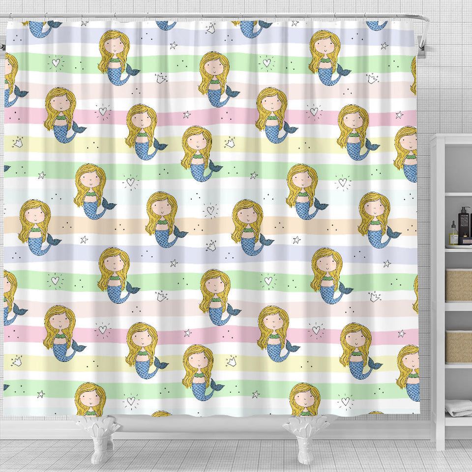 Cute Hand Drawn Mermaid Shower Curtain Fulfilled In US