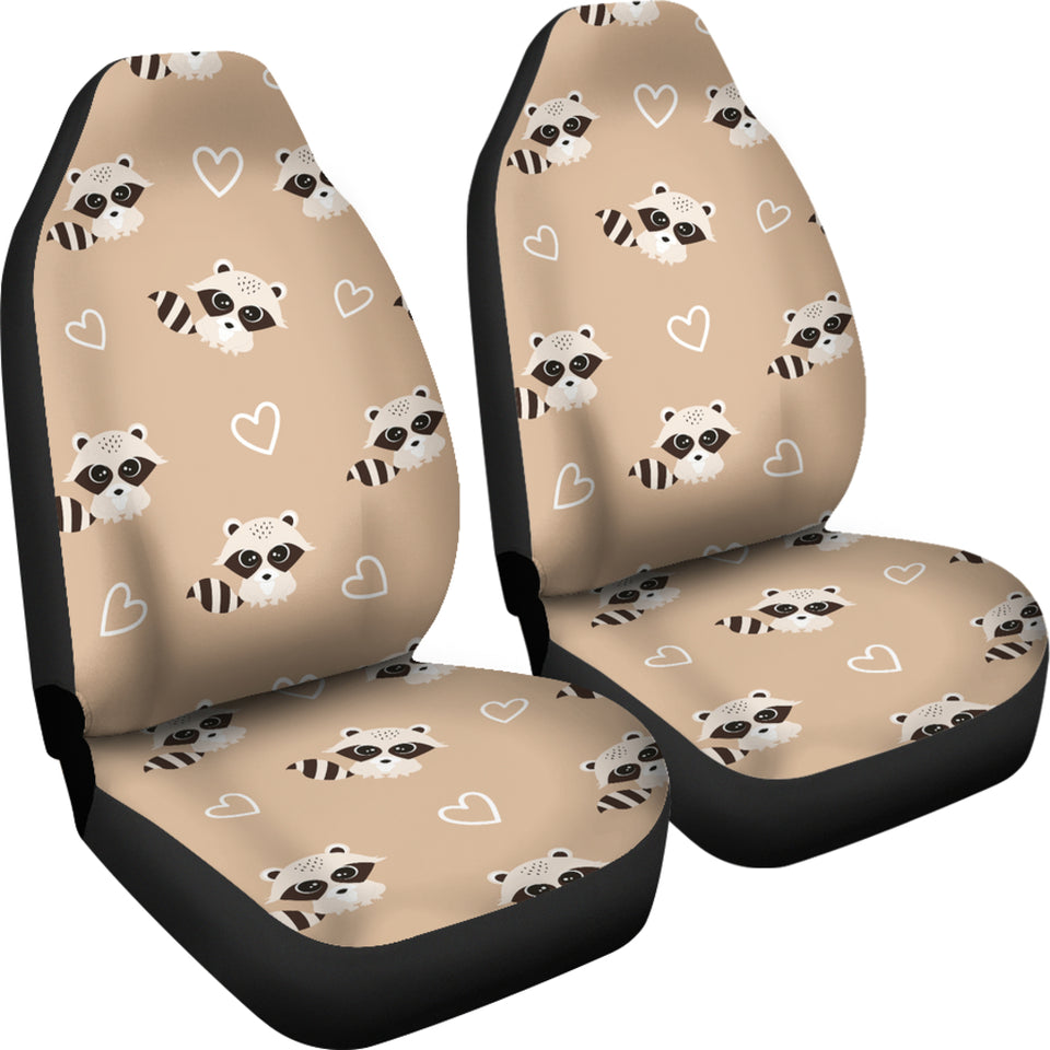 Cute Raccoon Heart Pattern  Universal Fit Car Seat Covers