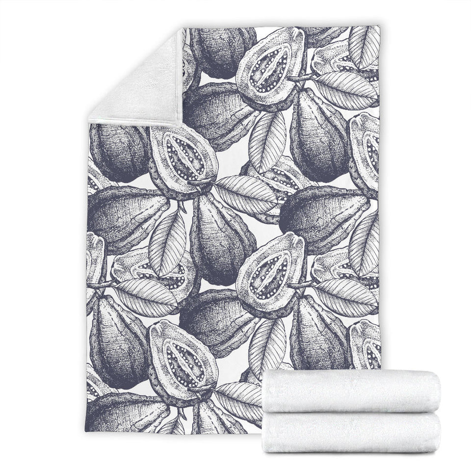 Guava Tropical Hand Drawn Pattern Premium Blanket