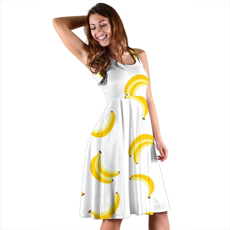 Banana Pattern Sleeveless Midi Dress