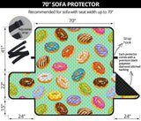 Colorful donut pattern green background Sofa Cover Protector