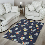 Cute Sloth Astronaut Star Planet Rocket Pattern Area Rug