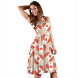 Canada Pattern Print Design 01 Sleeveless Midi Dress