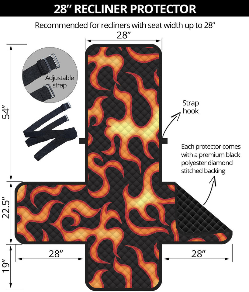 Fire flame dark pattern Recliner Cover Protector