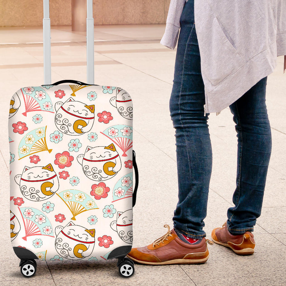 Maneki Neko Lucky Cat Fan Sakura Luggage Covers