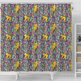 Cute Yellow Monkey Leaves Pattern Shower Curtain Fulfilled In US