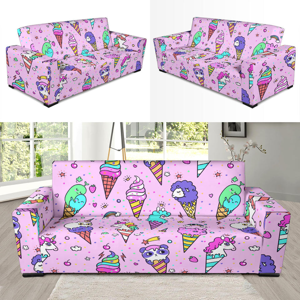 Cute Ice Cream Cone Animal Pattern Sofa Slipcover