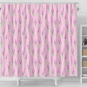 Lavender Pattern Pink Background Shower Curtain Fulfilled In US
