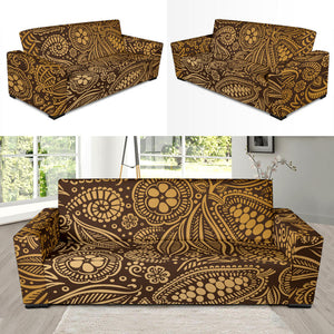 Cocoa Beans Tribal Polynesian Pattern Background Sofa Slipcover