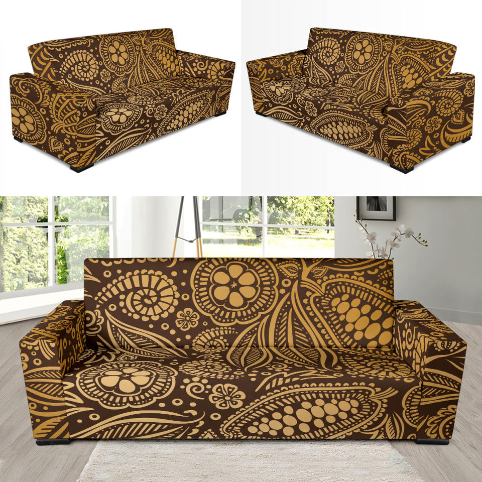 Cocoa Beans Tribal Polynesian Pattern Background Sofa Slipcover