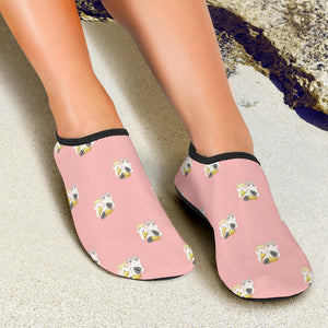 Cute Hamster Cheese Pattern Pink Background Aqua Shoes