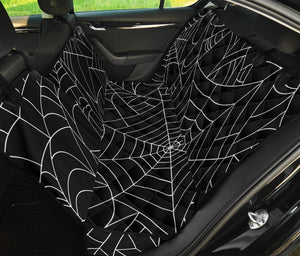 Spider Web Pattern Black Background White Cobweb Dog Car Seat Covers