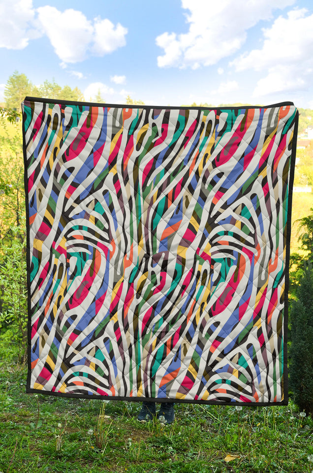 Colorful Zebra Skin Pattern Premium Quilt