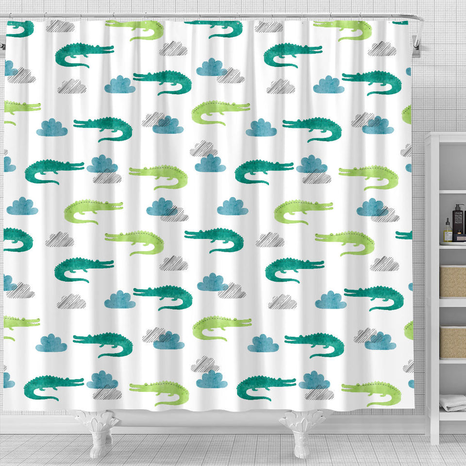 Watercolor Crocodile Pattern Shower Curtain Fulfilled In US