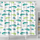 Watercolor Crocodile Pattern Shower Curtain Fulfilled In US