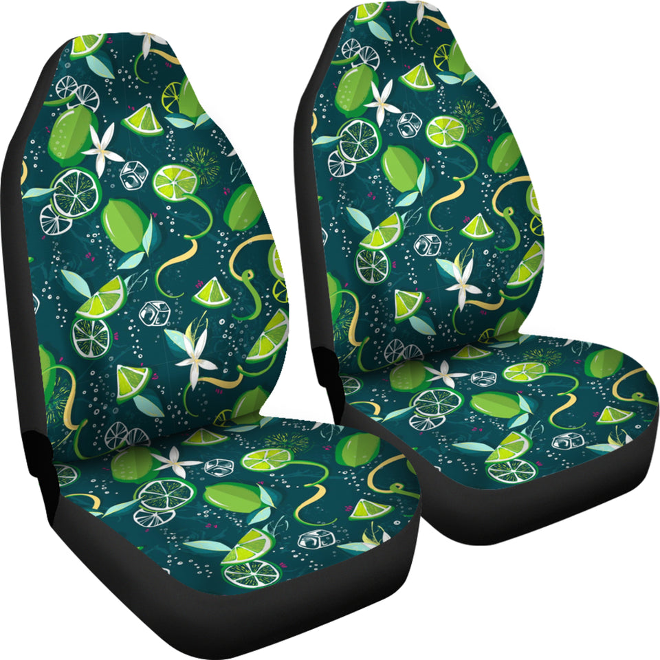 Lime Ice Flower Pattern Universal Fit Car Seat Covers