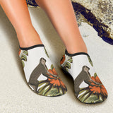 Monkey Red Hibiscus Flower Palm Leaves Floral Pattern Aqua Shoes