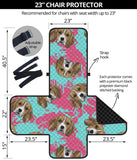 Beagle muzzles turquoise paint splashes pink pattern Chair Cover Protector