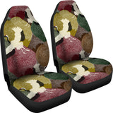 Japanese Cranes Flying Forest Dot Pattern Universal Fit Car Seat Covers