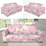 Japanese Crane Rose Pattern Sofa Slipcover