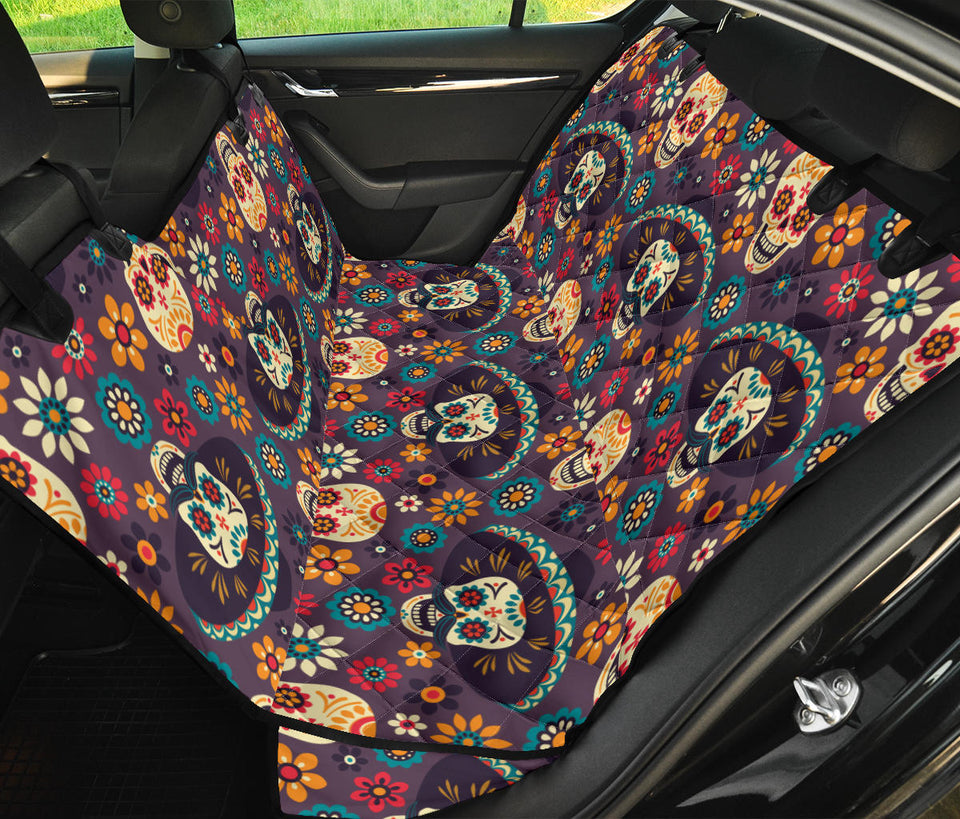 Sugar Skulls Flower Maxican Pattern Dog Car Seat Covers