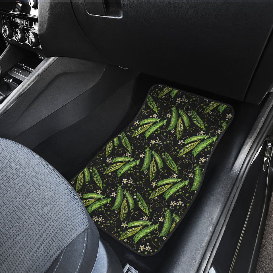 Green Peas Pattern Print Design 02 Front and Back Car Mats