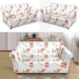 Chihuahua Bone Paw Pattern Loveseat Couch Slipcover
