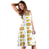Pancake Pattern Print Design 03 Sleeveless Midi Dress
