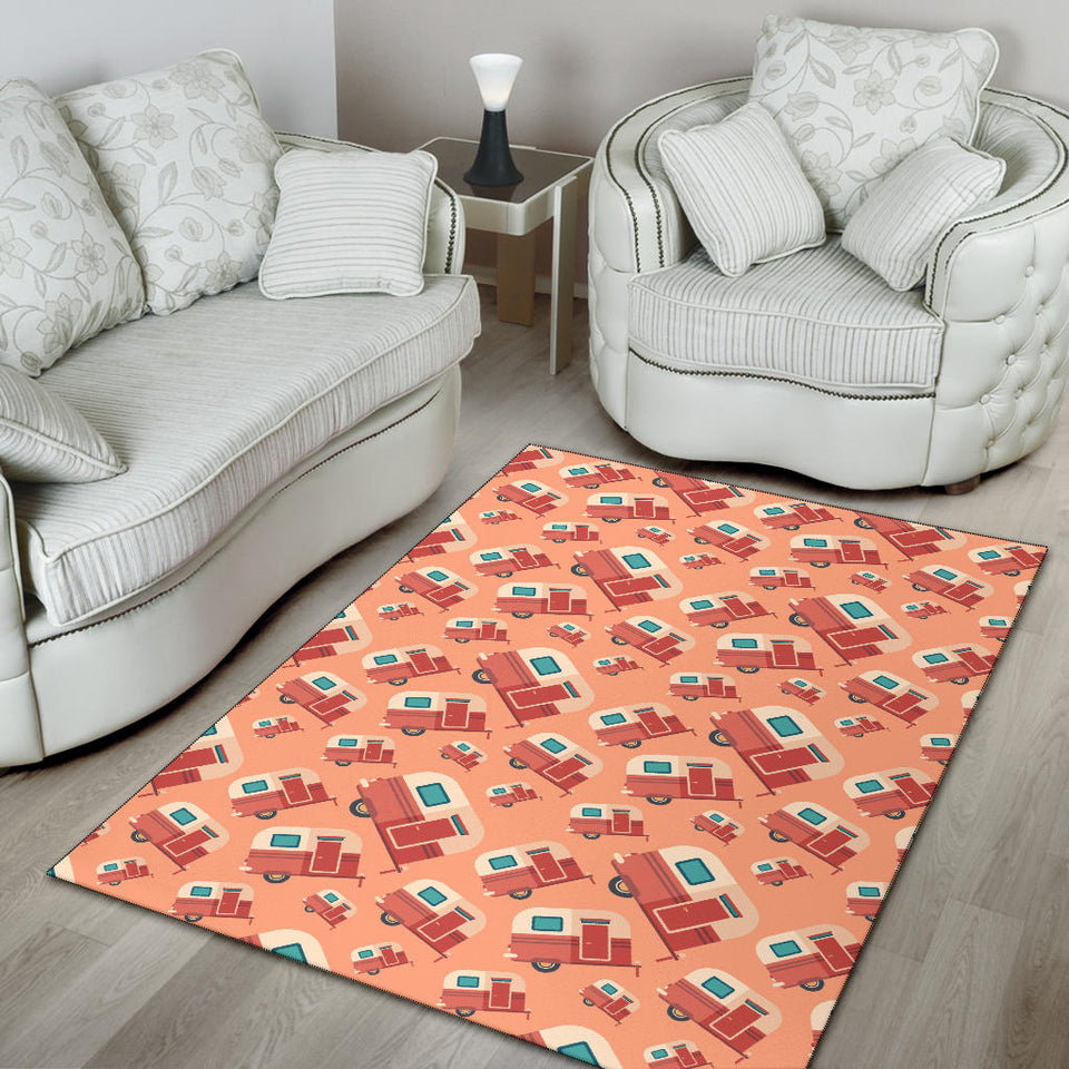 Camper Van Pattern Print Design 03 Area Rug