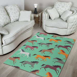 Colorful Horses Pattern Area Rug