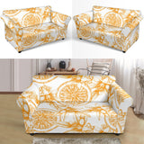 Hand Drawn Orange Fruit Pattern Loveseat Couch Slipcover