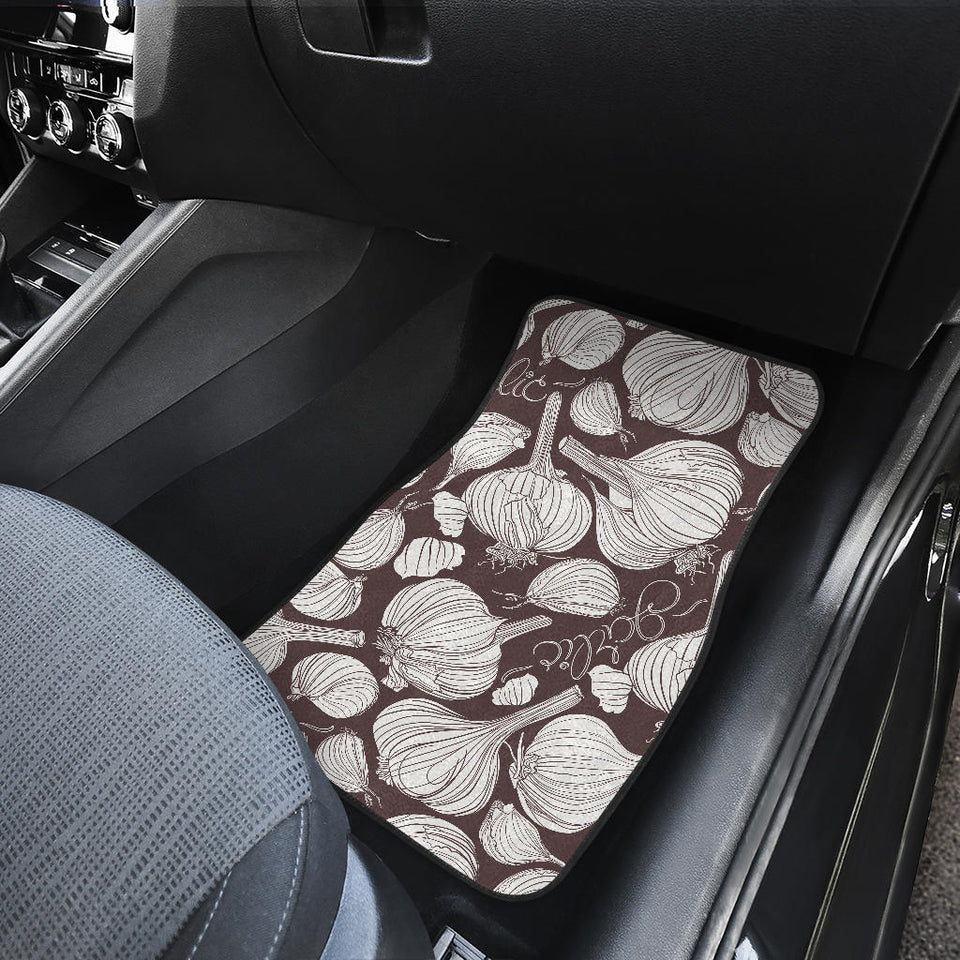 Garlic Bulb Dark Background Front And Back Car Mats