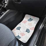Black Gray Cream Coral Ginkgo Leaves Pattern Front And Back Car Mats