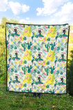 Cute Parrot Toucan Flamingo Cactus Exotic Leaves Pattern Premium Quilt