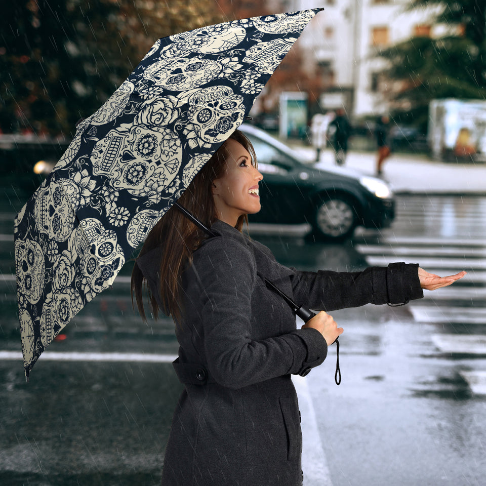 Sugar Skull Black White Pattern Umbrella