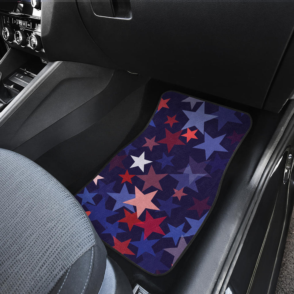 Red Blue Star Pattern Front And Back Car Mats