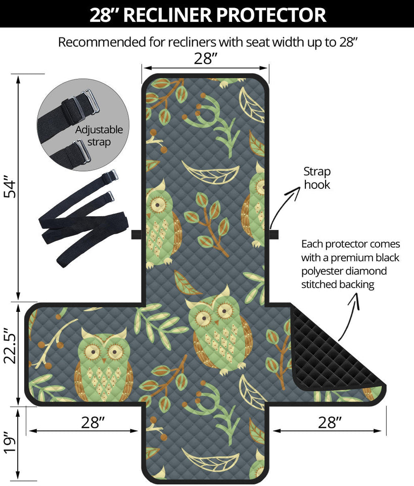 Cute owls leaves pattern Recliner Cover Protector