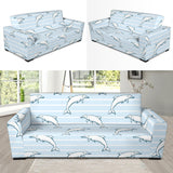 Dolphin Blue Striped Background Sofa Slipcover